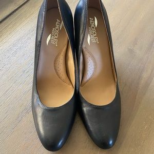 Aerosoles Heelrest black 3 1/2 block heel leather shoes sz 9.5 Octagon